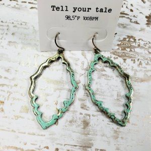 New Antique Gold & Teal Dangle Earrings